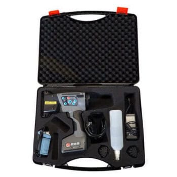 High-precision electronic testing device with protective carrying case for industrial use.