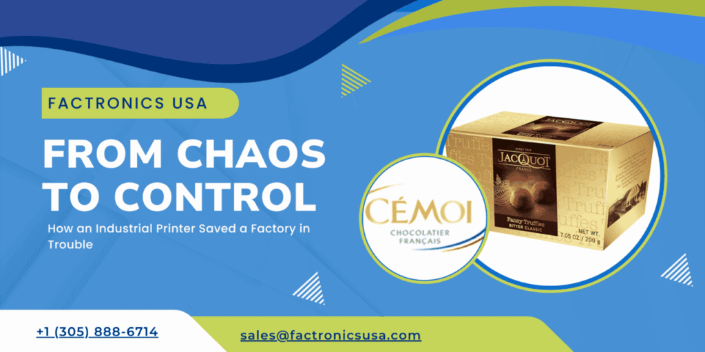 Factoryncis USA industrial printer solution for packaging and product control.